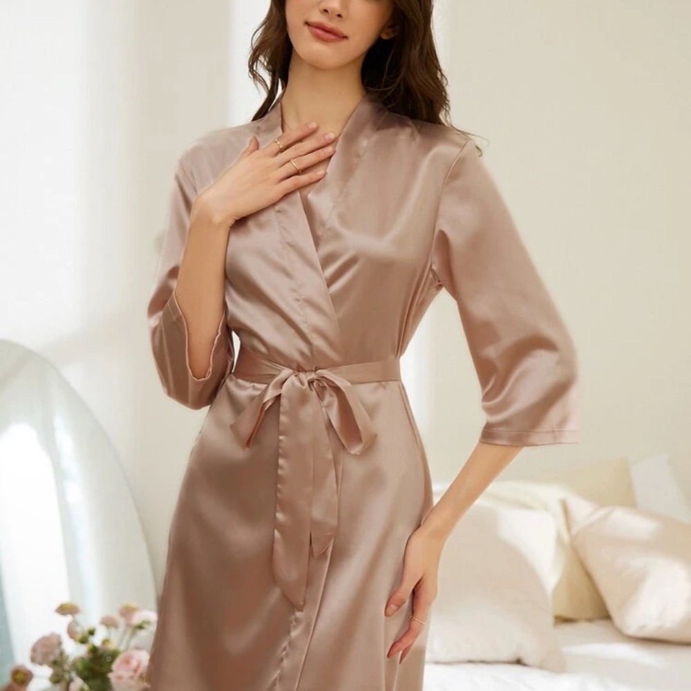 Champagne Satin Robe for Brides
